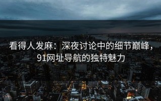 看得人发麻：深夜讨论中的细节巅峰，91网址导航的独特魅力