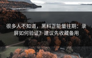 很多人不知道，黑料正能量往期：录屏如何验证？建议先收藏备用