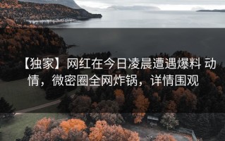 【独家】网红在今日凌晨遭遇爆料 动情，微密圈全网炸锅，详情围观