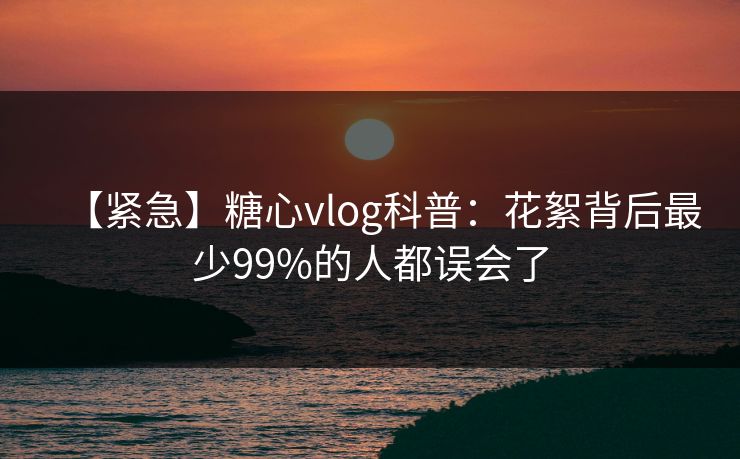 【紧急】糖心vlog科普：花絮背后最少99%的人都误会了-第1张图片-麻豆影业传媒在线平台