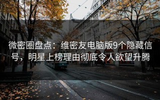 微密圈盘点：维密友电脑版9个隐藏信号，明星上榜理由彻底令人欲望升腾