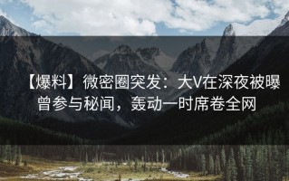 【爆料】微密圈突发：大V在深夜被曝曾参与秘闻，轰动一时席卷全网