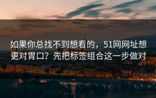 如果你总找不到想看的，51网网址想更对胃口？先把标签组合这一步做对