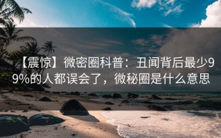 【震惊】微密圈科普：丑闻背后最少99%的人都误会了，微秘圈是什么意思