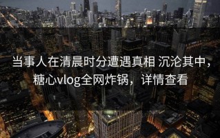 当事人在清晨时分遭遇真相 沉沦其中，糖心vlog全网炸锅，详情查看