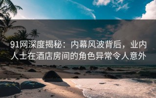 91网深度揭秘：内幕风波背后，业内人士在酒店房间的角色异常令人意外