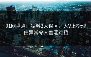 91网盘点：猛料3大误区，大V上榜理由异常令人羞涩难挡