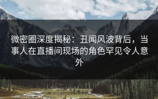 微密圈深度揭秘：丑闻风波背后，当事人在直播间现场的角色罕见令人意外