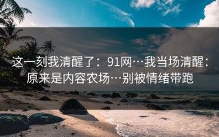 这一刻我清醒了：91网…我当场清醒：原来是内容农场…别被情绪带跑