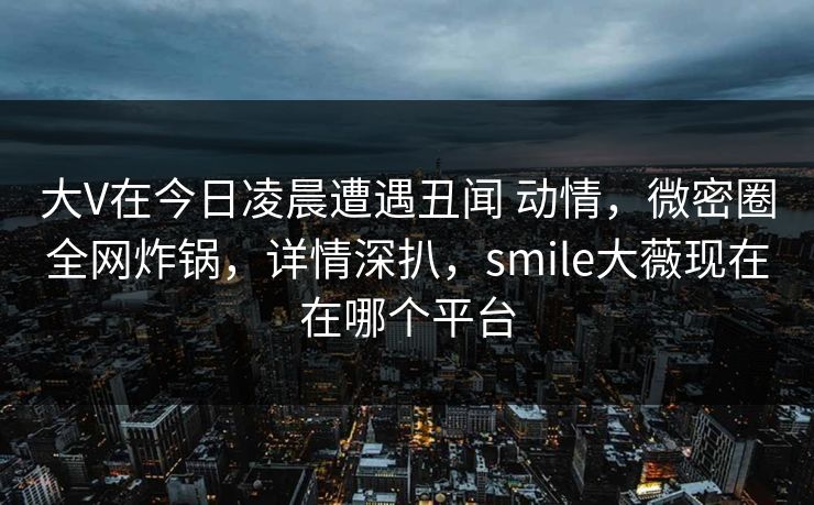 大V在今日凌晨遭遇丑闻 动情,微密圈全网炸锅,详情深扒,smile大薇现在在哪个平台-第1张图片-麻豆影业传媒在线平台 大V在今日凌晨遭遇丑闻 动情,微密圈全网炸锅,详情深扒,smile大薇现在在哪个平台-第1张图片-麻豆影业传媒在线平台