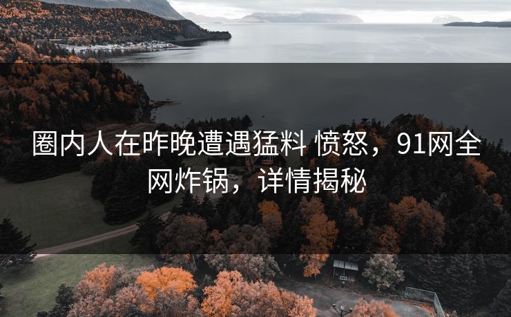 圈内人在昨晚遭遇猛料 愤怒,91网全网炸锅,详情揭秘 圈内人在昨晚遭遇猛料 愤怒,91网全网炸锅,详情揭秘