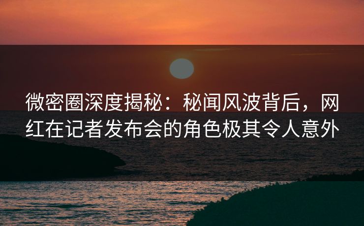 微密圈深度揭秘：秘闻风波背后，网红在记者发布会的角色极其令人意外-第1张图片-麻豆影业传媒在线平台