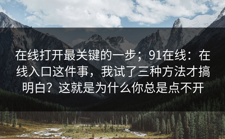 在线打开最关键的一步；91在线：在线入口这件事，我试了三种方法才搞明白？这就是为什么你总是点不开-第1张图片-麻豆影业传媒在线平台