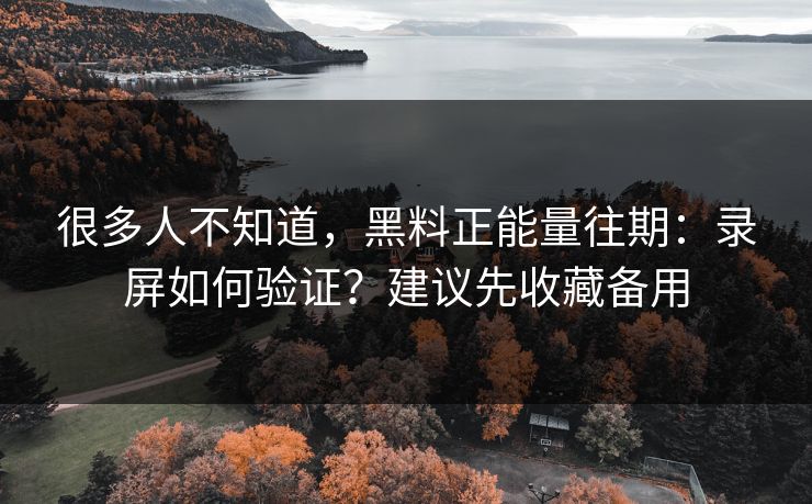 很多人不知道,黑料正能量往期:录屏如何验证?建议先收藏备用-第1张图片-麻豆影业传媒在线平台 很多人不知道,黑料正能量往期:录屏如何验证?建议先收藏备用-第1张图片-麻豆影业传媒在线平台